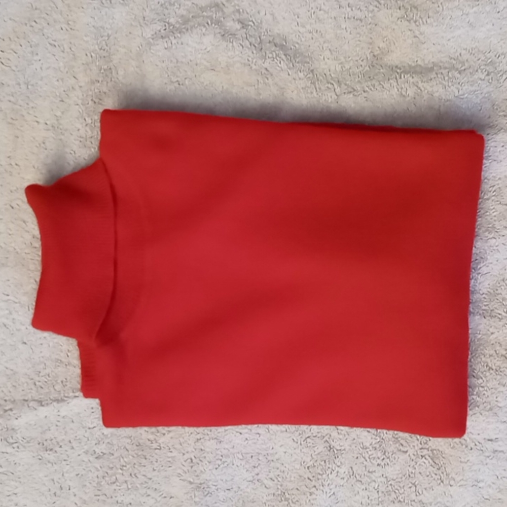 100% Cashmere Red Turtleneck with 3/4 length sleeves